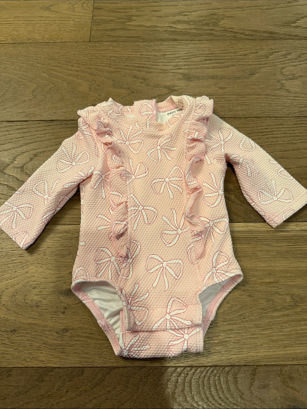 Petit lem Bow Print Long Sleeve Swimsuit 0-3 months